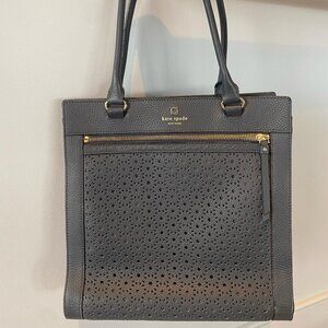 Coach Gray and Black Tote Bag with Perforated Design